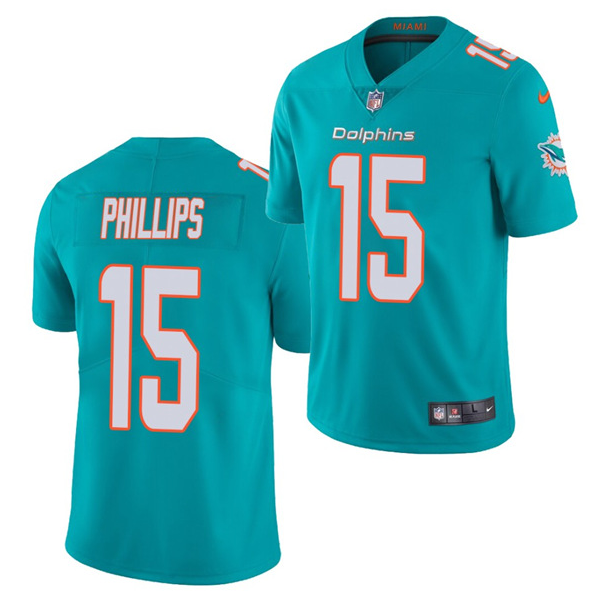 Men's Miami Dolphins #15 Jaelan Phillips Aqua 2021 Vapor Untouchable Limited Stitched Jersey